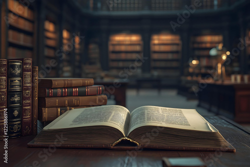 old books in the library with the mysterious light