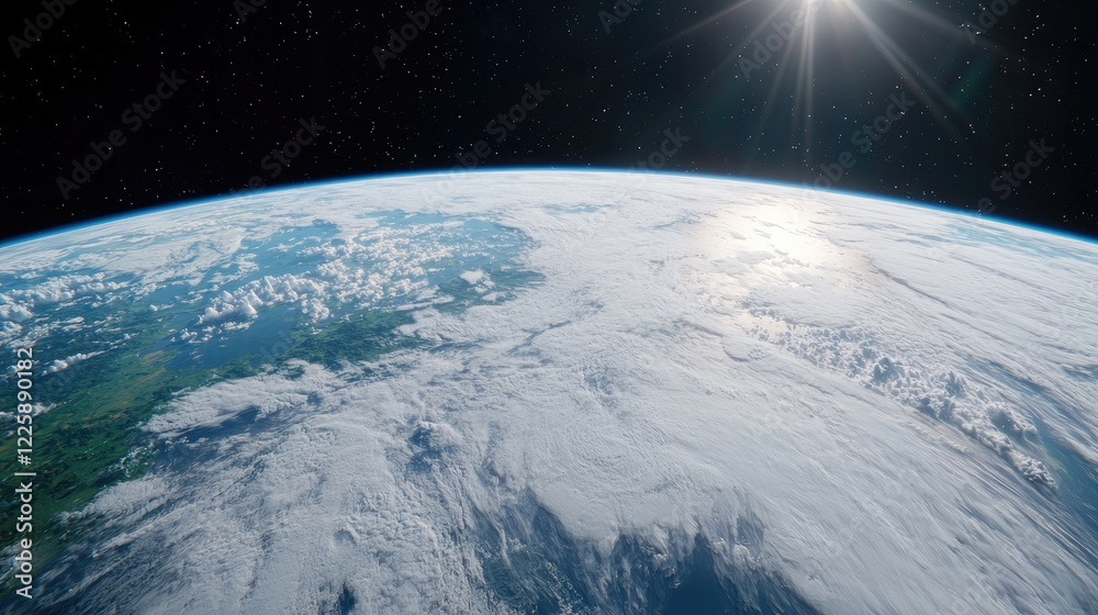 Earth sunrise, space view, clouds, atmosphere, weather patterns, environmental background, global perspective Earth sunrise, space view, clouds, atmosphere, weather patterns, environmental background, global perspective