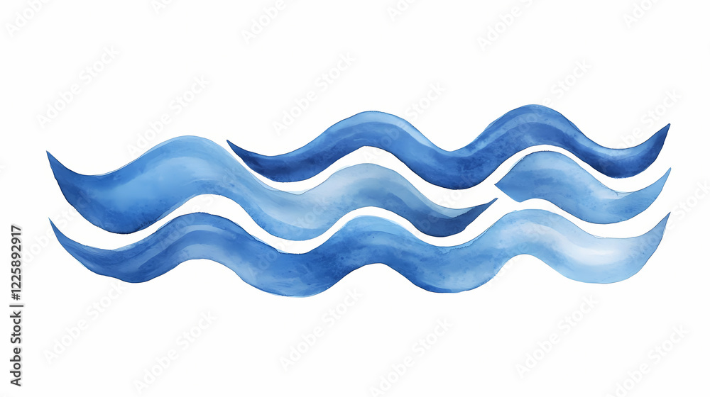 Abstract blue waves in watercolor on paper with a sea or ocean motif. Indigo Wave. Illustration Abstract blue waves in watercolor on paper with a sea or ocean motif. Indigo Wave. Illustration