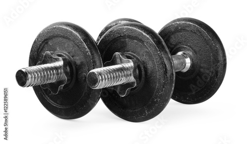 Two barbells isolated on white. Sports equipment