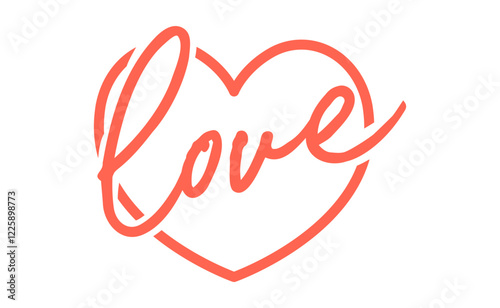 Love word in heart shape icon.