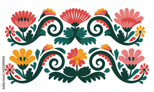creeper swirls with floral silhouettes. The swirls and flowers are exaggerated,