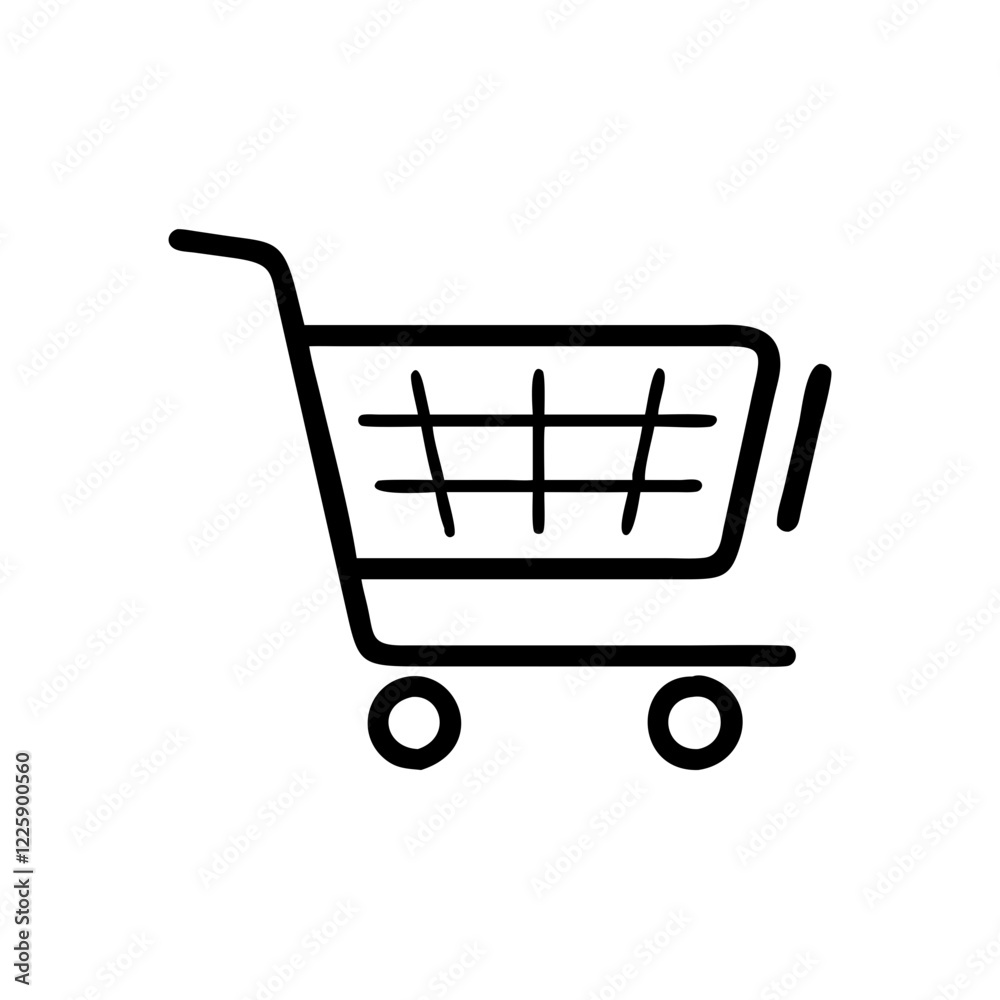 Shopping cart icon on a white background, minimalist design illustration Shopping cart icon on a white background, minimalist design illustration
