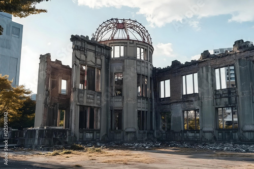 old abandoned building in Hiroshima. Peace memorial