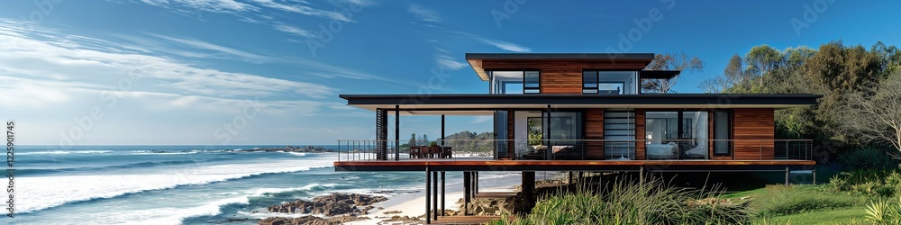 Fototapeta premium Modern beach house on the seashore