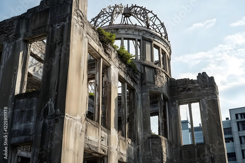 Ruins of old abandoned building in Hiroshima 