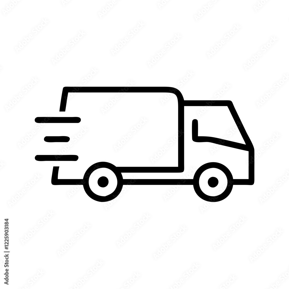 Delivery truck icon on a white background, minimalist design illustration Delivery truck icon on a white background, minimalist design illustration