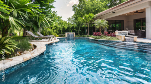 Wallpaper Mural A luxurious backyard swimming pool with a tropical theme. Torontodigital.ca