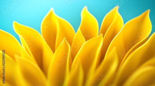 Sunflowers in sunlight, glowing yellow petals, 3D illustration photo