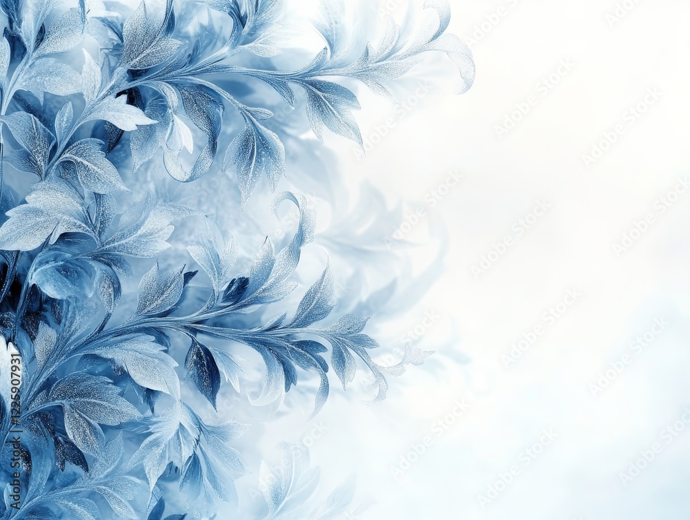 Fototapeta premium Elegant frost-covered leaves forming a stunning winter-themed background with intricate frozen details and icy textures 13