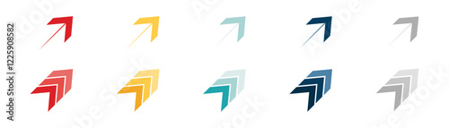 Arrow icon set. Colored arrow symbols. Arrow of different types. Arrow isolated vector graphic elements.