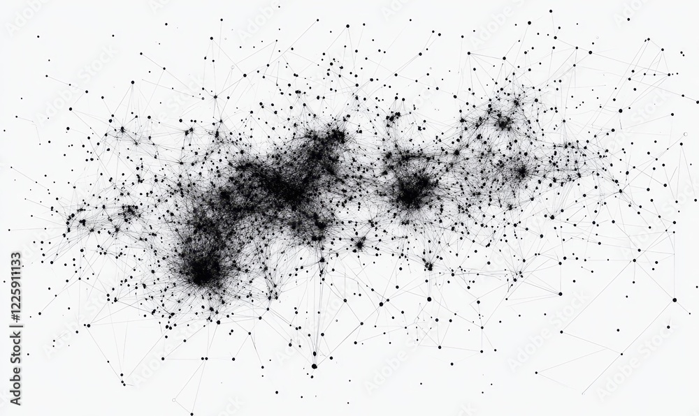 Black dots connected by lines on white background. Black dots connected by lines on white background.