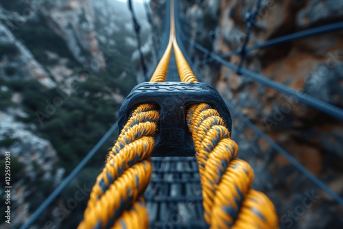 The Thrilling Adventure: Bungee Cord Stretched Over Iconic Bridge Delighting Daredevils with Heart-Pounding Leap photo