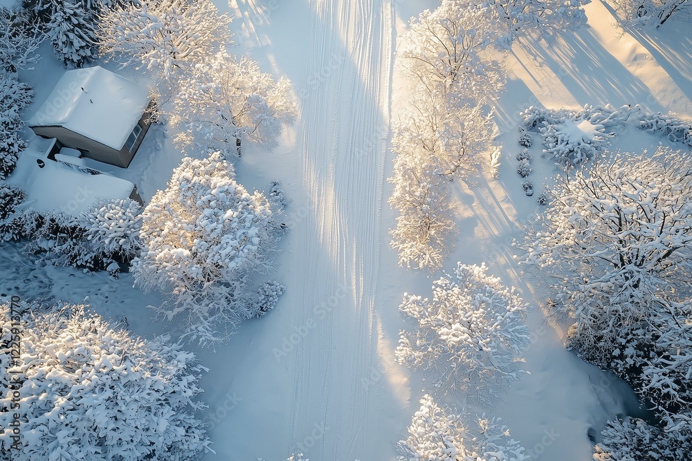 custom made wallpaper toronto digitalA crisp view from above of smooth white snow, bathed in sunlight, creating a peaceful and serene winter background.