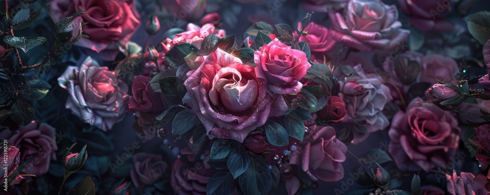 custom made wallpaper toronto digitaldark themed roses with leaves banner background