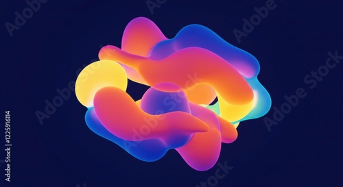 Abstract Fluid Design: Captivating and dynamic abstract composition, with a fluid form, composed of organic shapes and a captivating gradient color palette of vibrant hues, against a deep background.