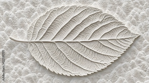Intricate White Leaf on Textured Background AI Art