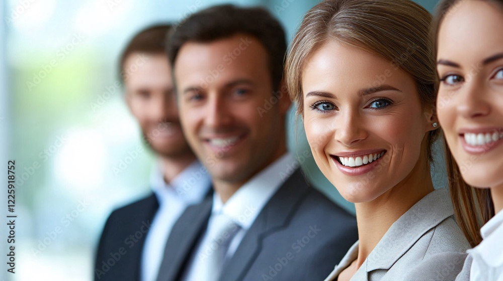 Group of business people smiling in modern office Group of business people smiling in modern office