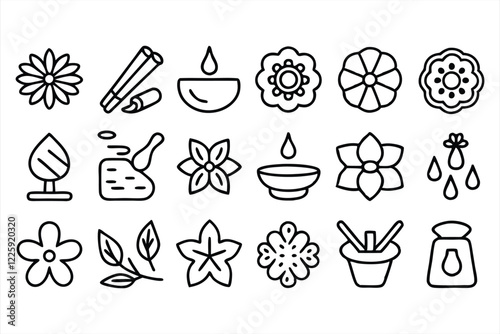 set of  outline icons related to smell  linear 