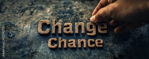 Businessman is changing the word change to the word chance