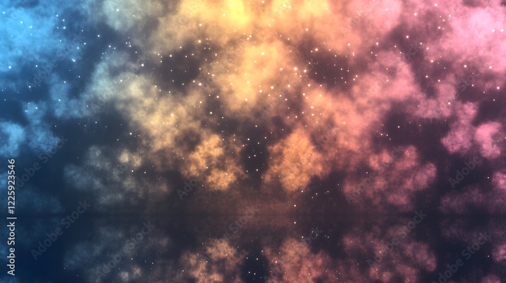 Naklejka premium Cosmic Nebula, Vibrant Galaxy Background Image