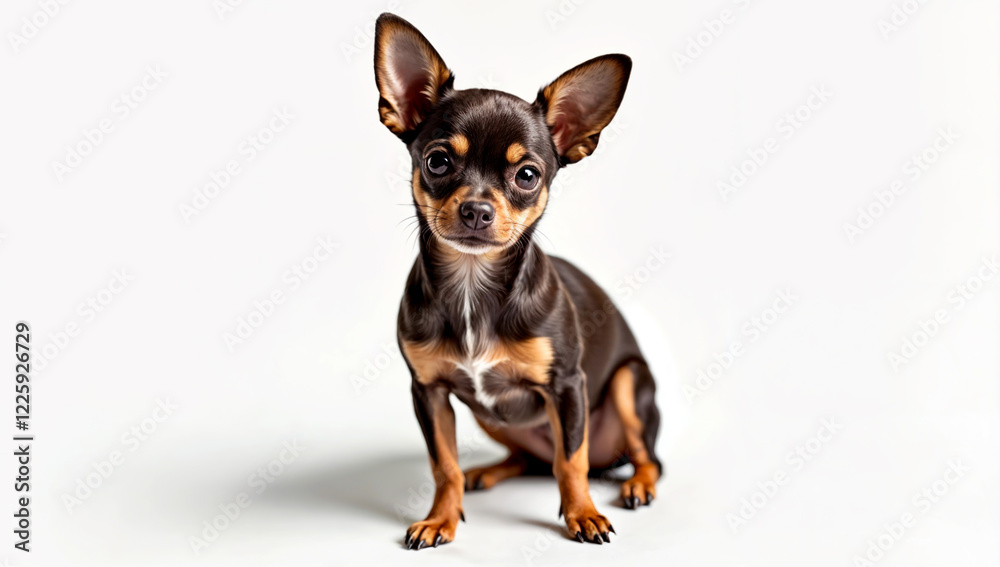 Professional Studio Portrait of a Chocolate Brown Chihuahua with Soulful Eyes Against Pure White Background - Generative AI Professional Studio Portrait of a Chocolate Brown Chihuahua with Soulful Eyes Against Pure White Background - Generative AI