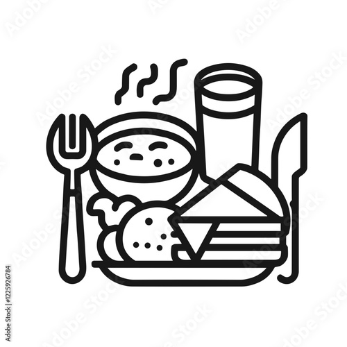 Delicious food plate featuring soup, sandwich, and drink, perfect for casual dining with copy space