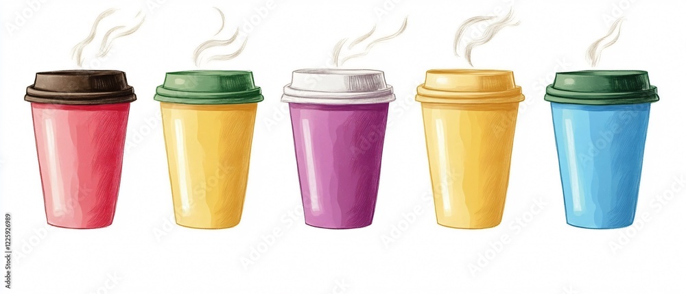 custom made wallpaper toronto digitalVibrant Coffee Cup Lids Illustration for Unique Designs and Projects