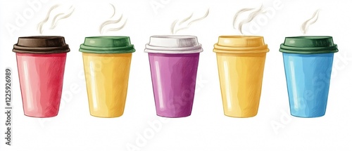 Wallpaper Mural Vibrant Coffee Cup Lids Illustration for Unique Designs and Projects Torontodigital.ca