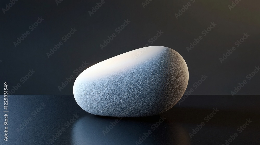 Serene White Pebble on Dark Surface: A Minimalist Still Life Serene White Pebble on Dark Surface: A Minimalist Still Life