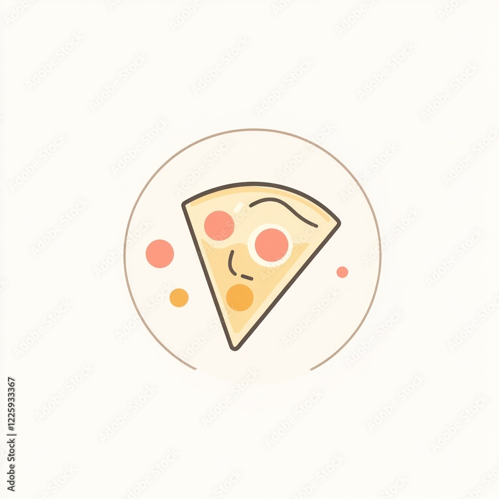 Simple Pizza Slice Illustration on Plate Simple Pizza Slice Illustration on Plate