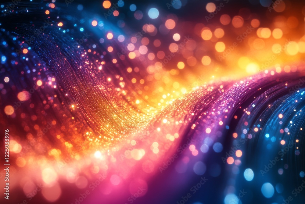 Fototapeta premium Mesmerizing Glowing Fiber Optic Cables - Abstract Close-Up Photography of Illuminated Optical Wires Creating Intricate Patterns and Textures