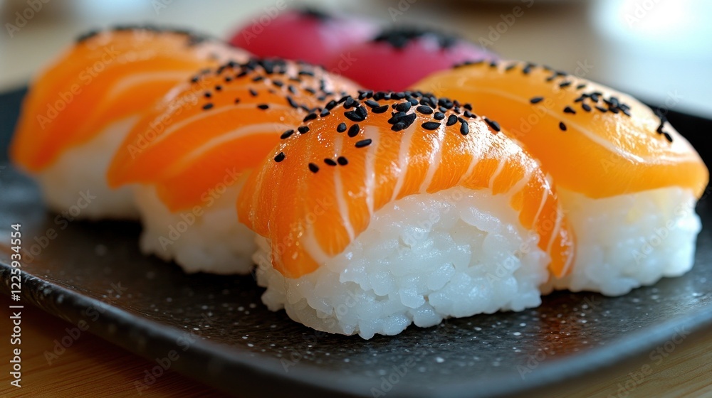 Delicious Salmon Nigiri Sushi Delicious Salmon Nigiri Sushi