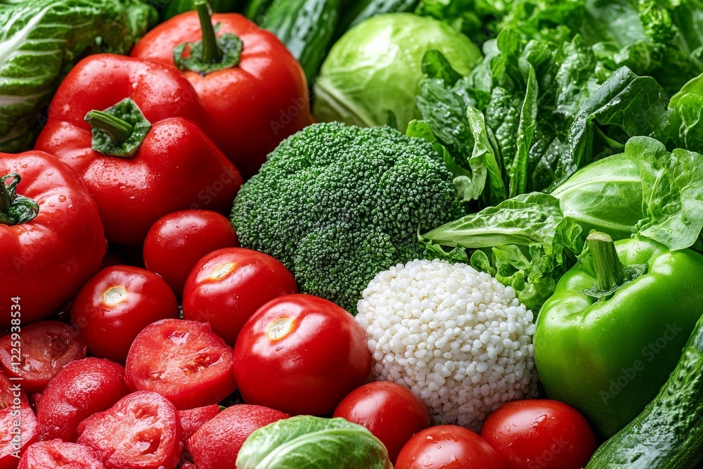 Healthy Food: Fresh Salad with Organic Vegetables and Grains. Generative AI Healthy Food: Fresh Salad with Organic Vegetables and Grains. Generative AI