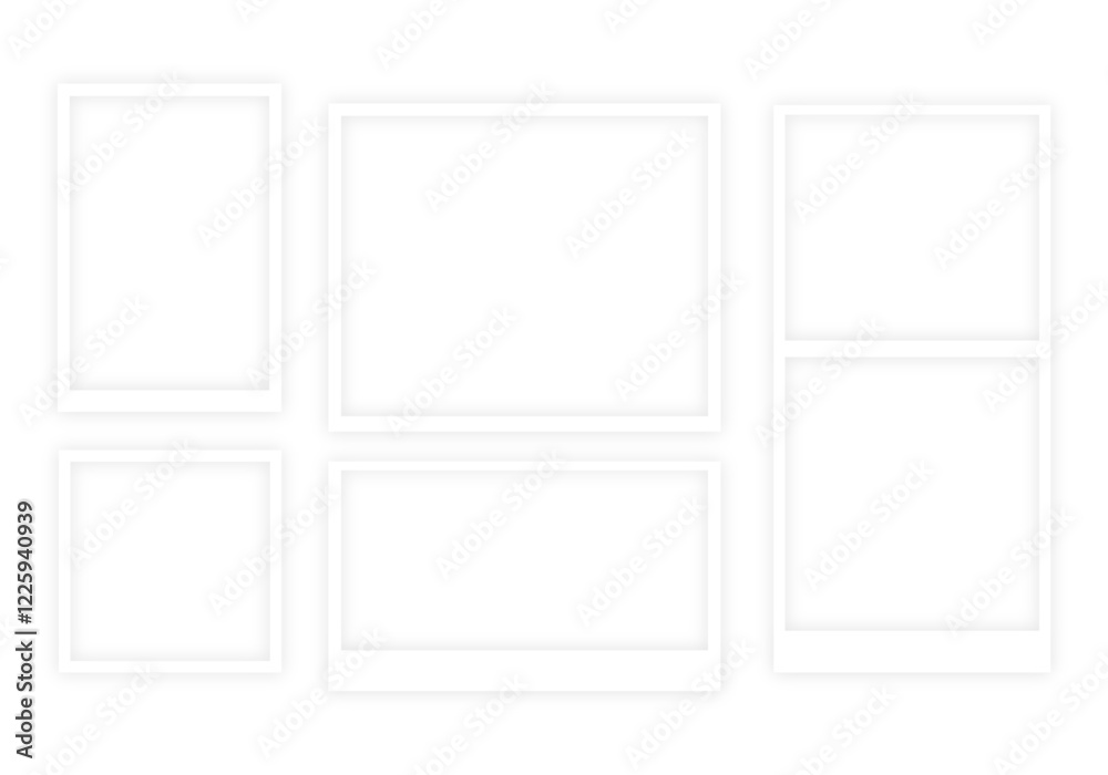 Photography of a retro blank with a shadow, Polaroid photo frames vector collage. Empty black photo frame mockup with shadow. on a transparent background. Vector Photography of a retro blank with a shadow, Polaroid photo frames vector collage. Empty black photo frame mockup with shadow. on a transparent background. Vector