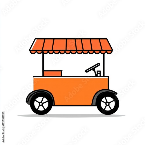 Orange Food Truck Outline Illustration photo