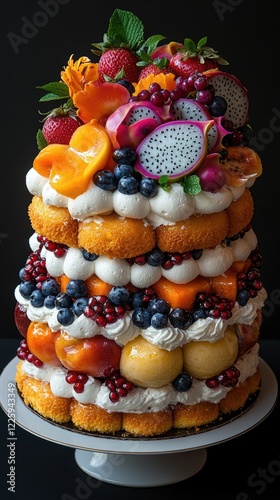 Tropical Fruit Cake Dessert Studio Shot