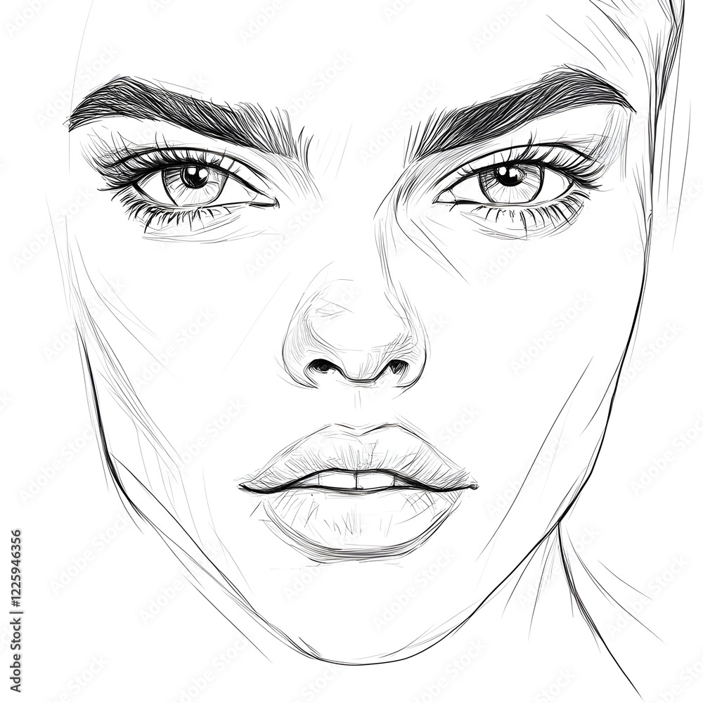 Fototapeta premium A straightforward illustration of a line art face of a designer.