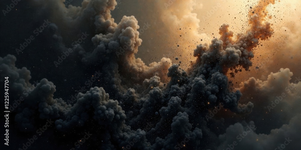 Cosmic Dust and Smoky Cloudscape A Celestial Phenomenon of Intermingling Particles and Gaseous Forms Cosmic Dust and Smoky Cloudscape A Celestial Phenomenon of Intermingling Particles and Gaseous Forms