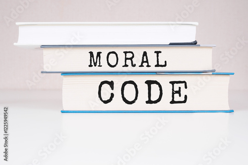 Moral code text title book background