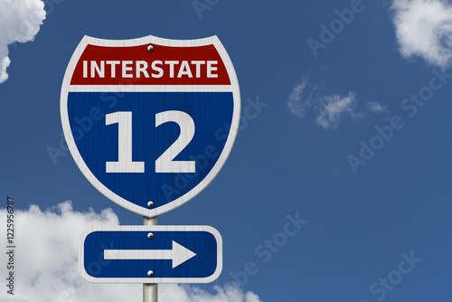 USA Interstate 12 highway sign photo