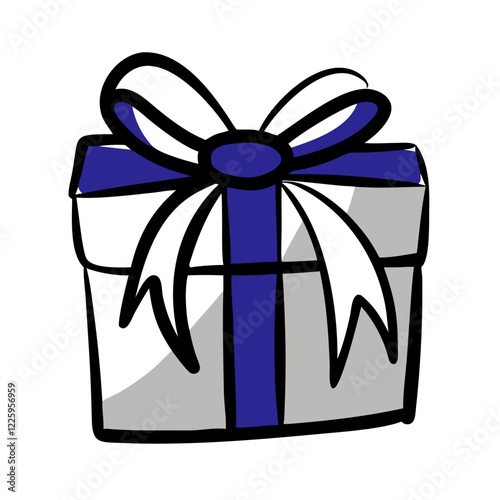 Package with a bow icon representing automotive gifts and special promotions. Concept of vehicle-related presents, car accessories, and discount offers
