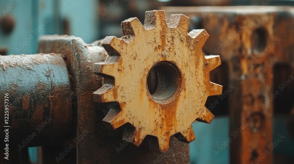 Rusty Gearwheel Close-up: Industrial Machinery Detail Rusty Gearwheel Close-up: Industrial Machinery Detail