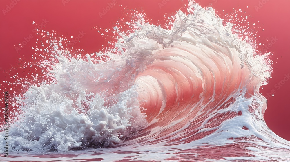 Fototapeta premium Abstract Pink Ocean Wave Crashing Digital Art