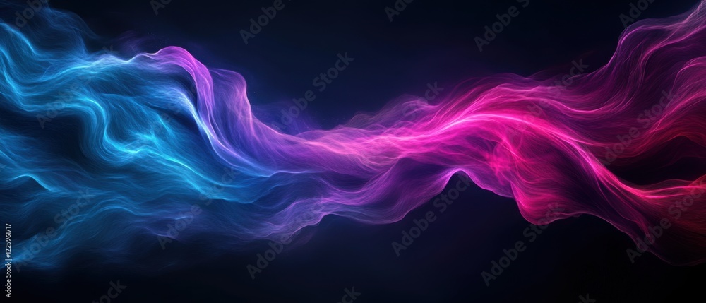 Fototapeta premium Abstract Fluid Dynamics with Colorful Waves in Blue Pink Gradient on Dark Background