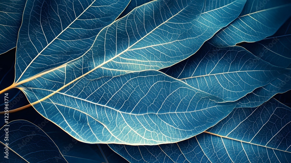 Obraz premium Stunning Teal Leaf Veins Closeup Nature Texture Background