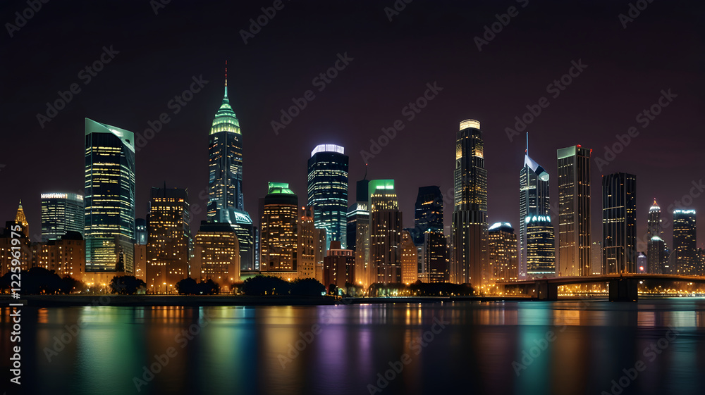 Fototapeta premium new york city skyline at night
