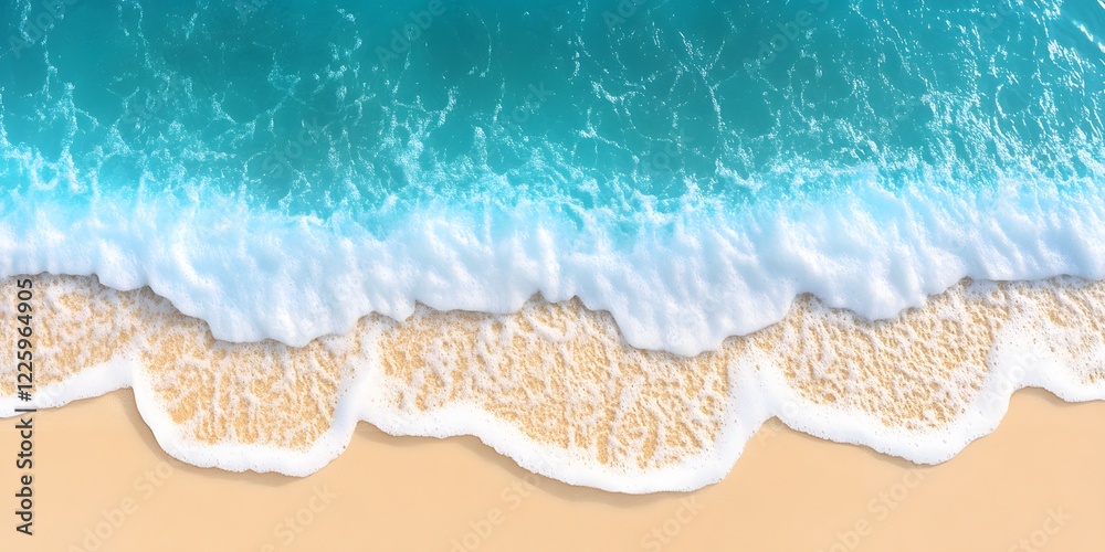 Fototapeta premium Ocean Waves Crashing on Sandy Beach Summer Vacation