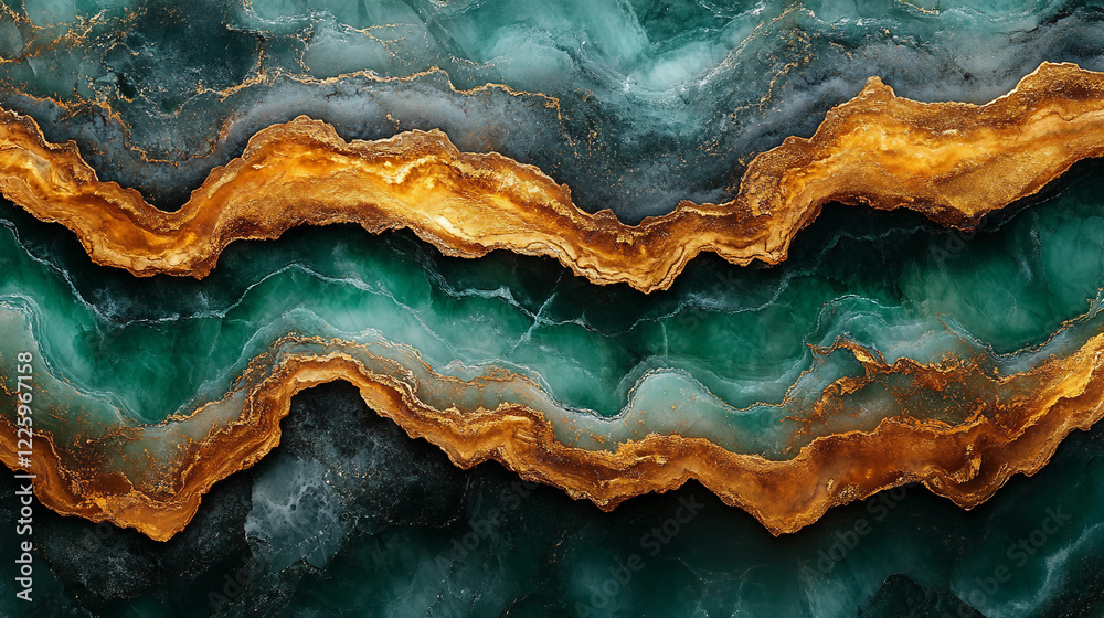 Green and gold marble texture, luxurious background
Green and gold marble texture, luxurious background