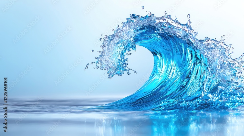 Ocean wave crashing, clear water, blue background, nature scene, website banner Ocean wave crashing, clear water, blue background, nature scene, website banner